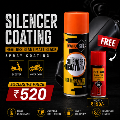 PREMIUM HIGH-TEMPERATURE SILENCER COATING – MATTEE BLACK-(500ml) + FREE RUST CLEANER SPRAY (150ml)