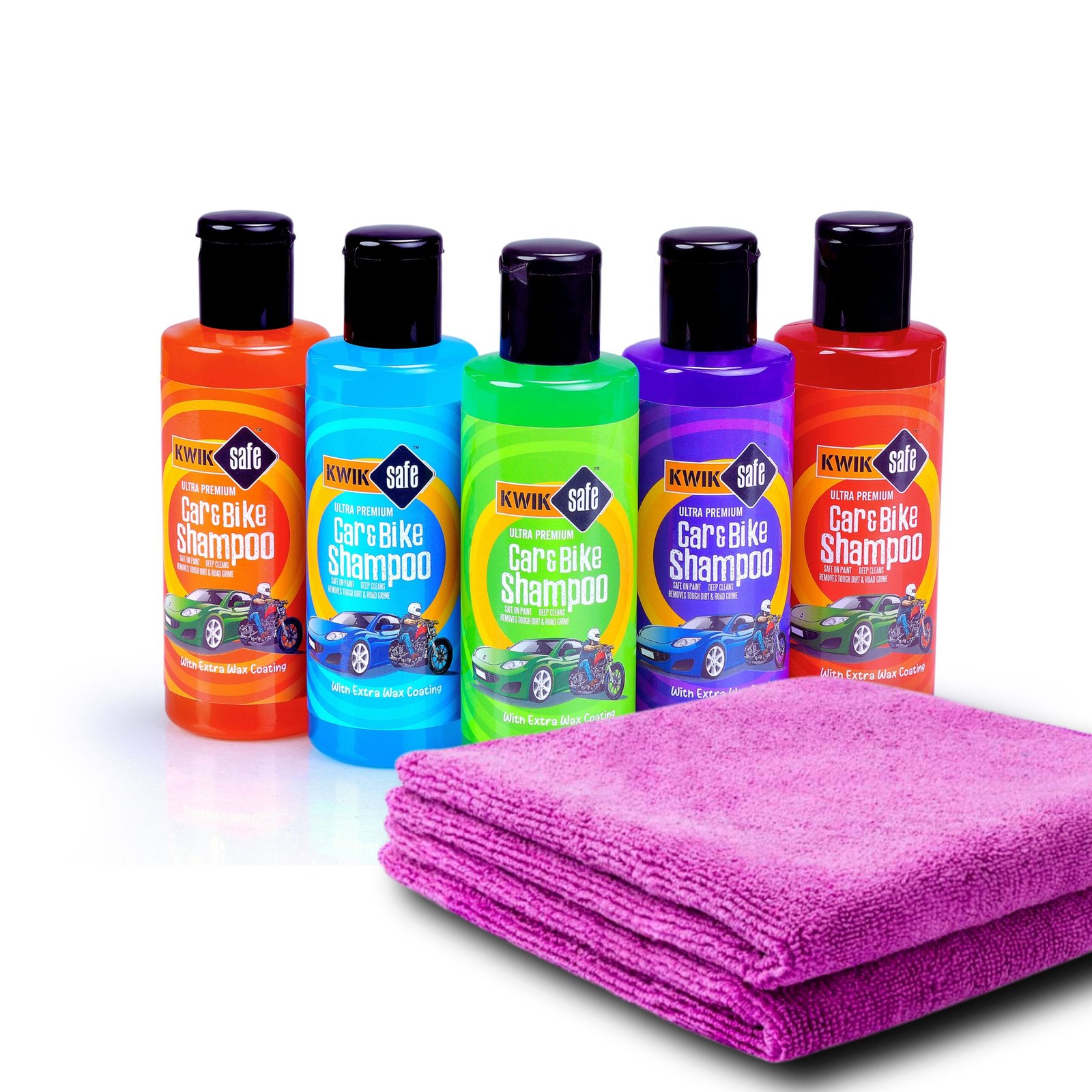 COMBO CAR & BIKE WASH SHAMPOO 200 ML X 5 NOS + MICRO FIBER CLOTH
