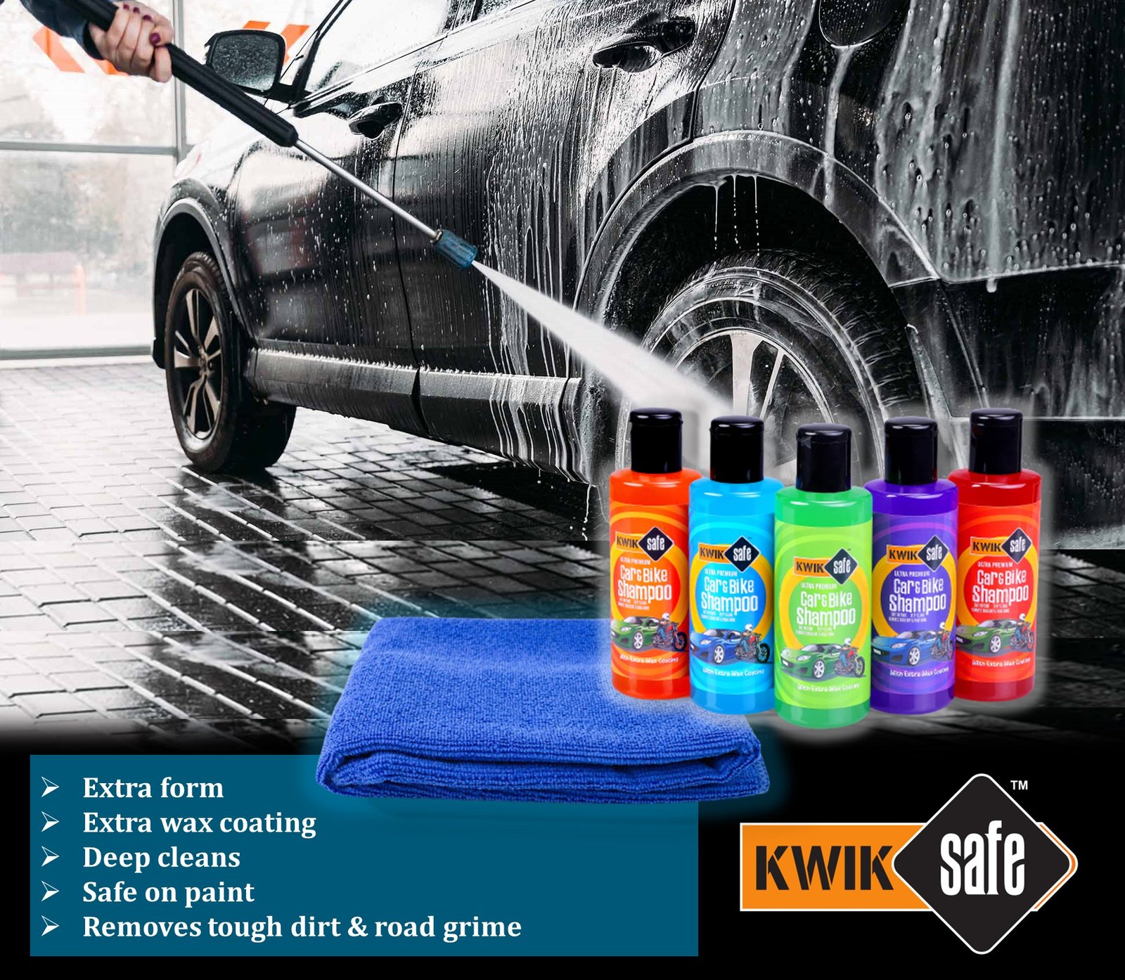 COMBO CAR & BIKE WASH SHAMPOO 200 ML X 5 NOS + MICRO FIBER CLOTH - Image 3