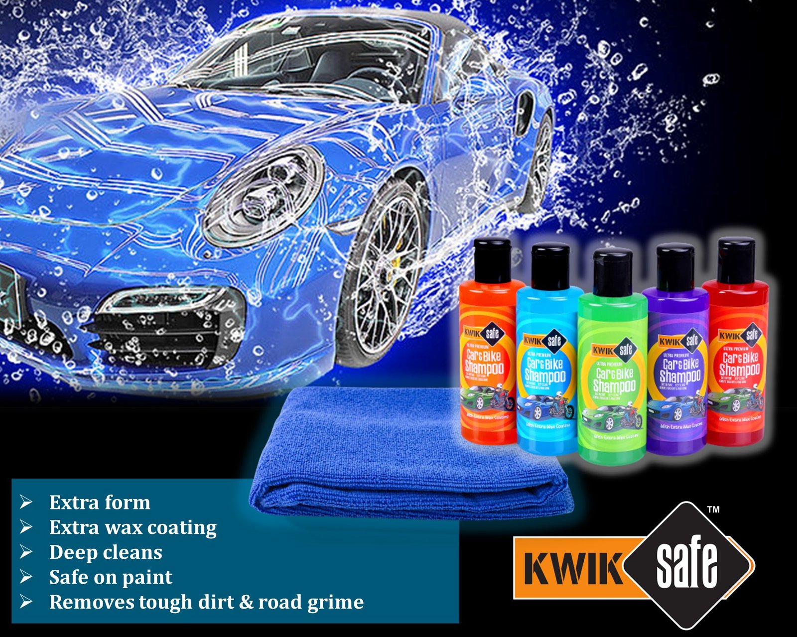 COMBO CAR & BIKE WASH SHAMPOO 200 ML X 5 NOS + MICRO FIBER CLOTH - Image 2